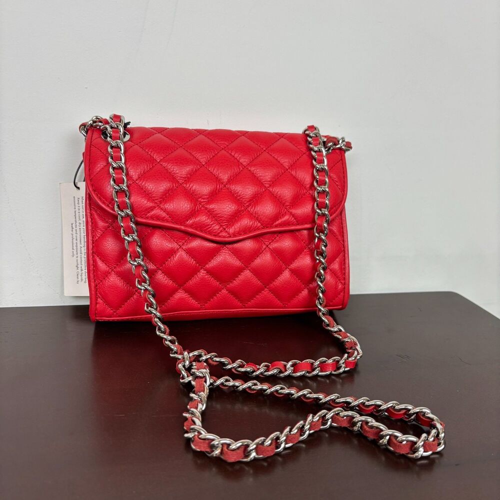 NWT Rebecca Minkoff Mini Quilted Affair Leather Red Chain Shoulder Bag Purse